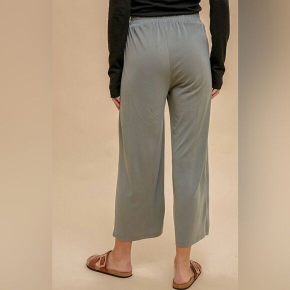 Soft Surroundings Silk High Waisted Straight Leg Lounge Ankle Pants Size L - Picture 1 of 10